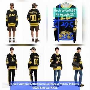 Louis Vuitton Football Intarsia Black & Yellow Pullover SS22 Size XL-XXXL